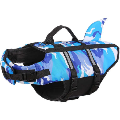 Gilet de sauvetage chien camouflage bleu