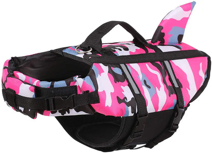 Gilet de sauvetage chien camouflage rose