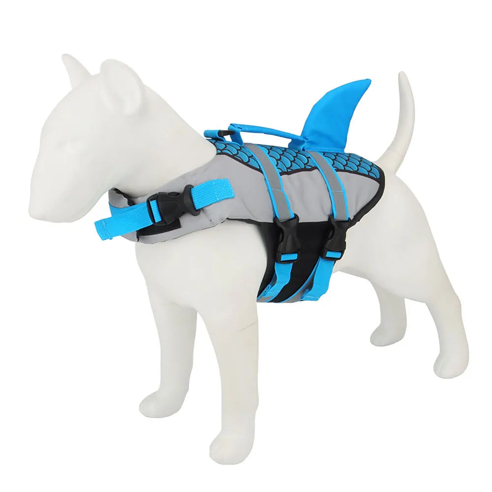 Gilet de sauvetage chien écailles requin bleu