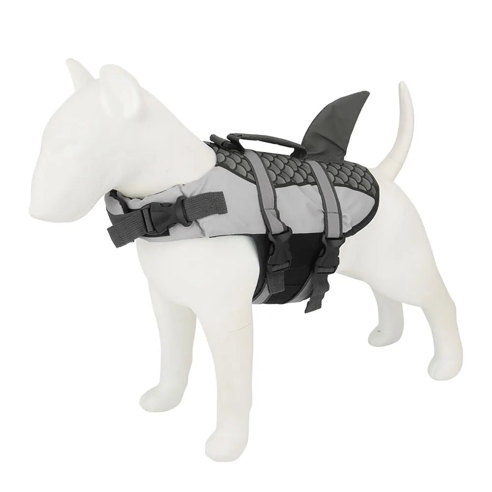 Gilet de sauvetage chien écailles requin gris