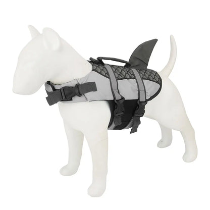 Gilet de sauvetage chien écailles requin gris