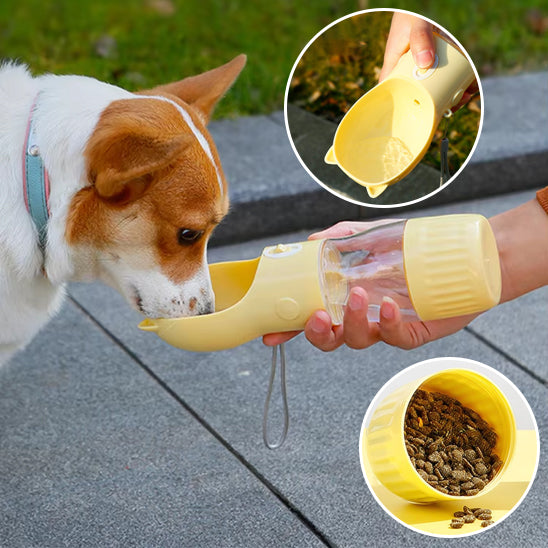 Gourde pour chien marche plein air corgi jaune mortaise nourriture