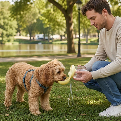 Gourdes pour chien | Gobelet avec cordon - jaune