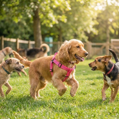 Harnais chien ajustable résistant cocker rose