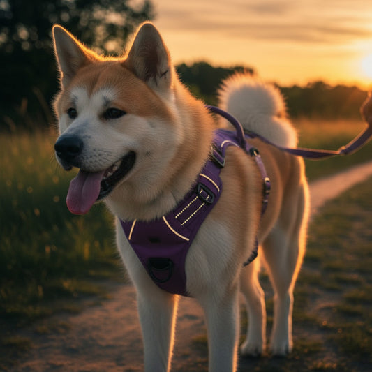 Harnais chien anti-traction | Gilet respirant violet et vert