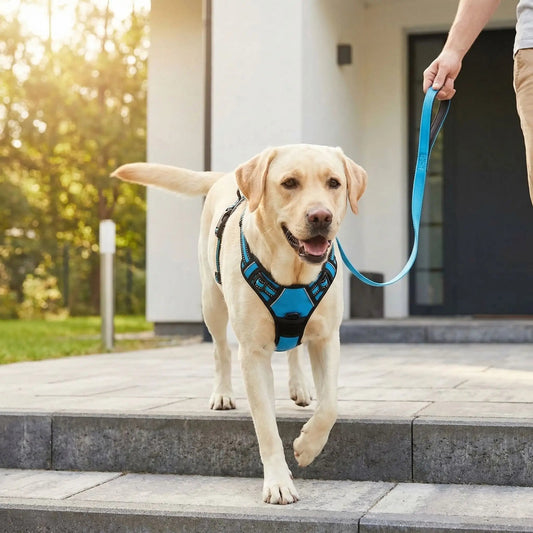 Harnais chien réfléchissant coloré pale labrador bleu