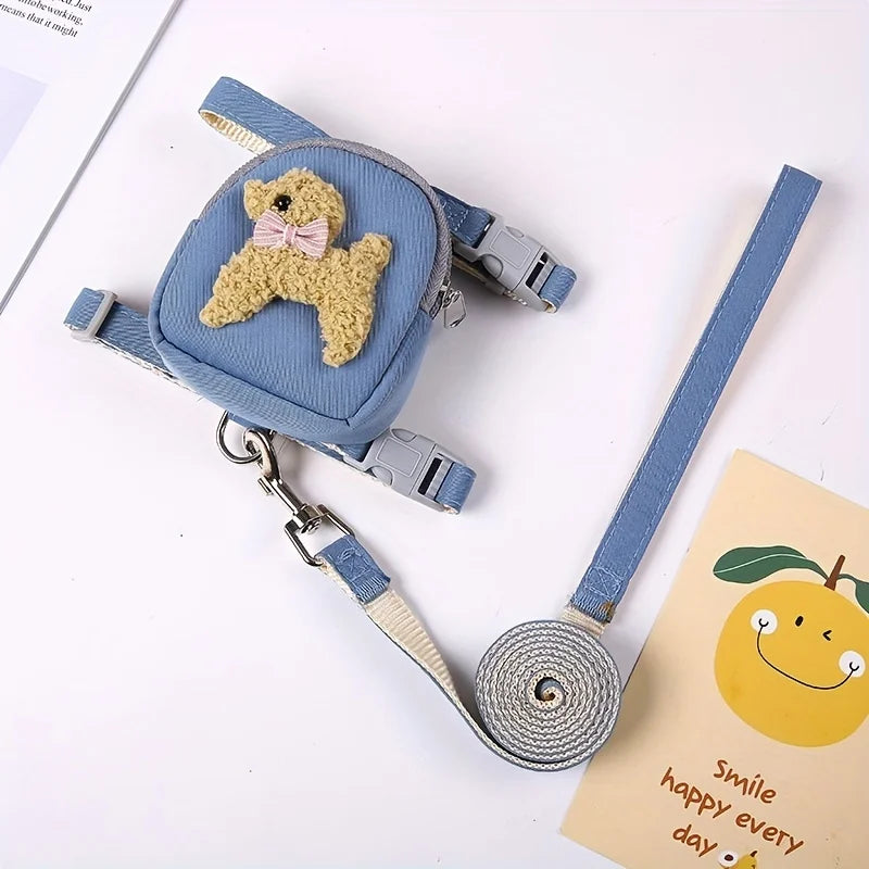 Harnais chien transport friandise bleu