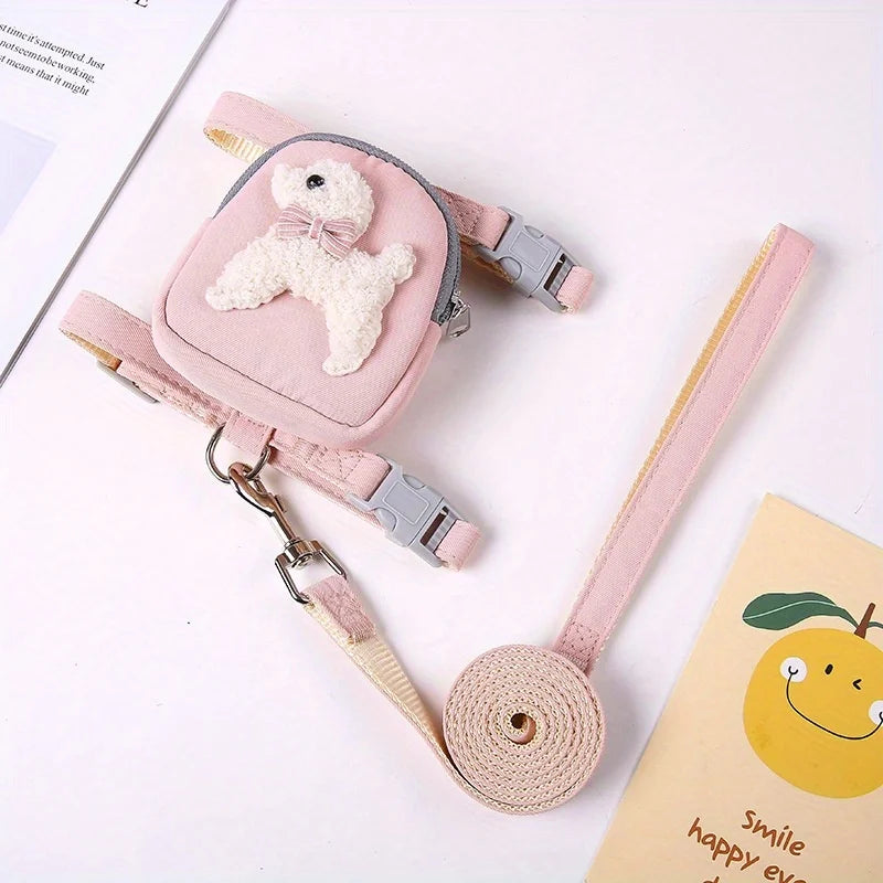 Harnais chien transport friandise rose