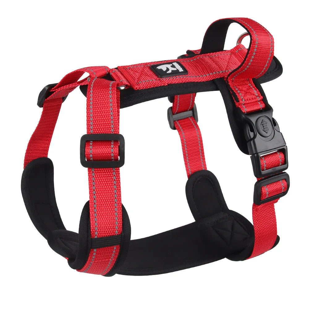 Harnais petit chien ergo réfléchissant modèle rouge