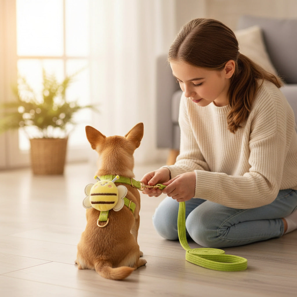 Harnais pour petit chien abeille jaune chihuahua