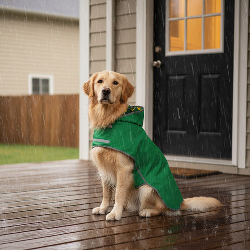 Manteau de pluie pour chien | Réversible et ajustable - jaune et vert