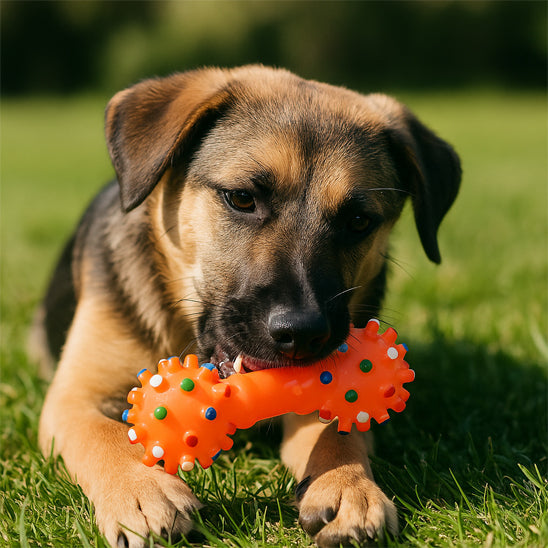 Jouet a macher aide nettoyage dents chiot rouge