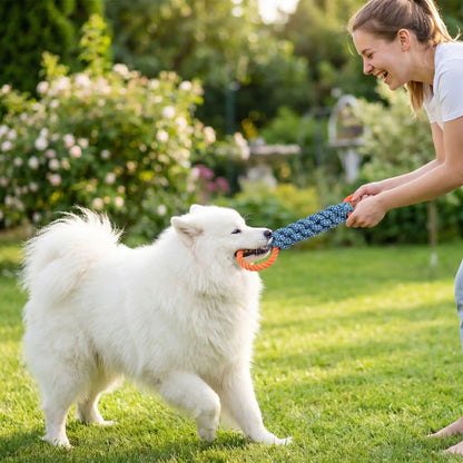 Jouet chien corde tissée à la main samoyède