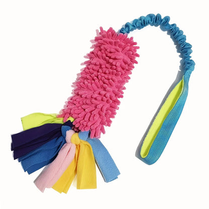 Jouet chien corde traction rose pompon 