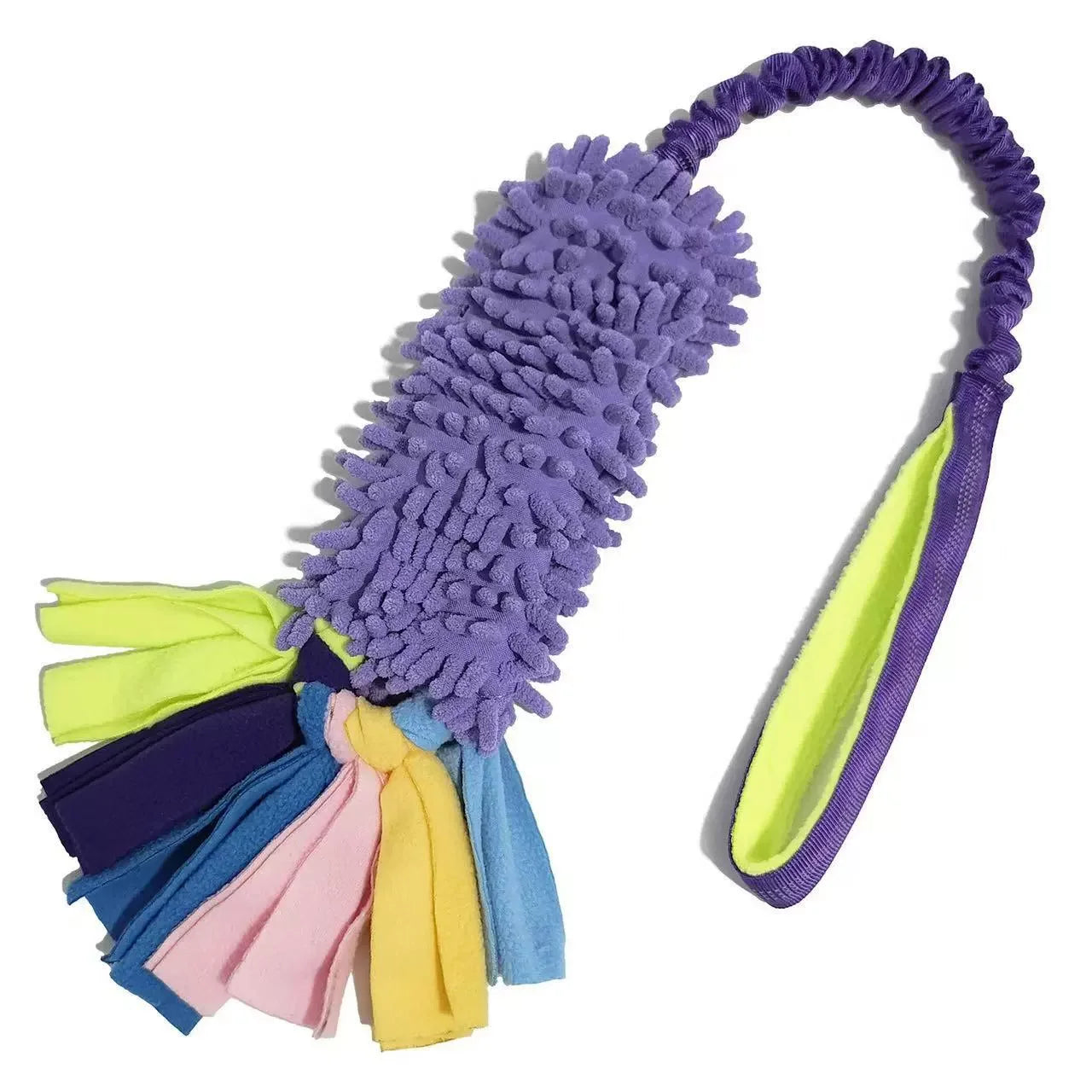 Jouet chien corde traction violet pompon 