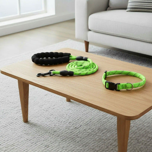 Laisse chien poignée souple courte verte