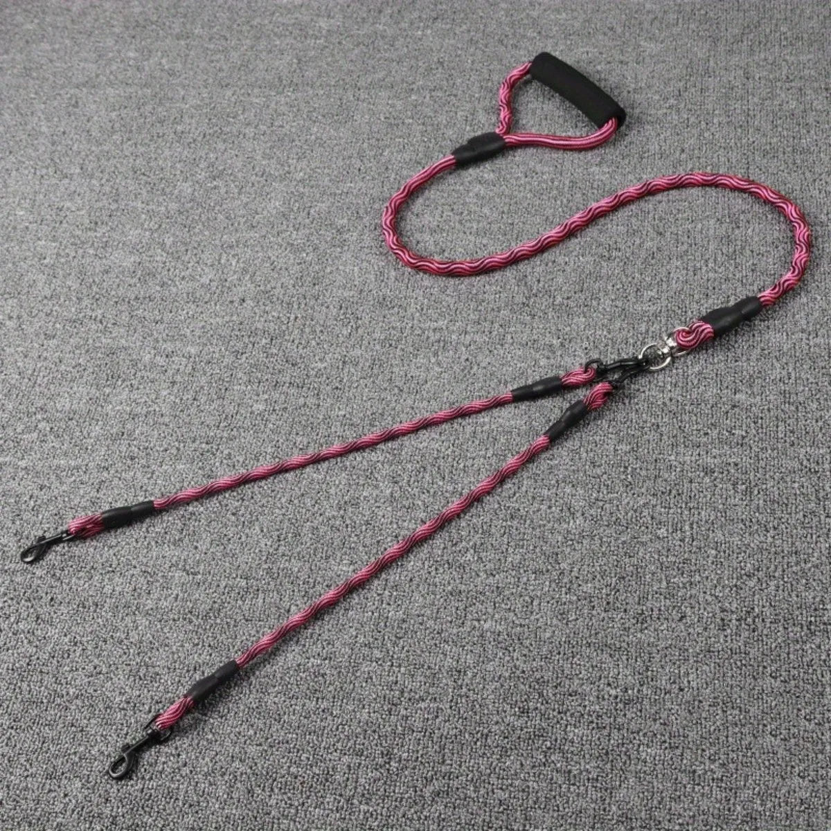 Laisse double pour chien corde traction rouge