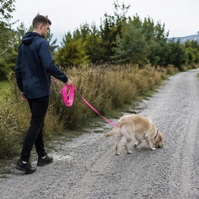 Longe chien | Nylon résistant bleu et rose
