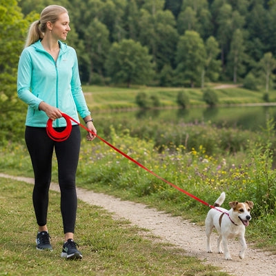 Longe chien | Nylon résistant rouge et vert