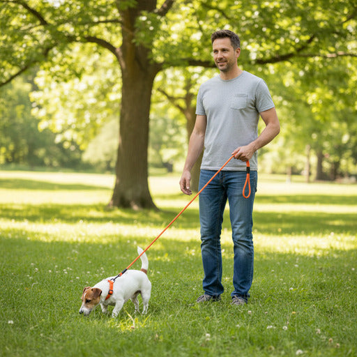 Longe pour chien entrainement jeu orange jack russell