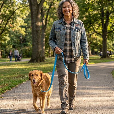 Longe pour chien facile entretien golden bleu parc