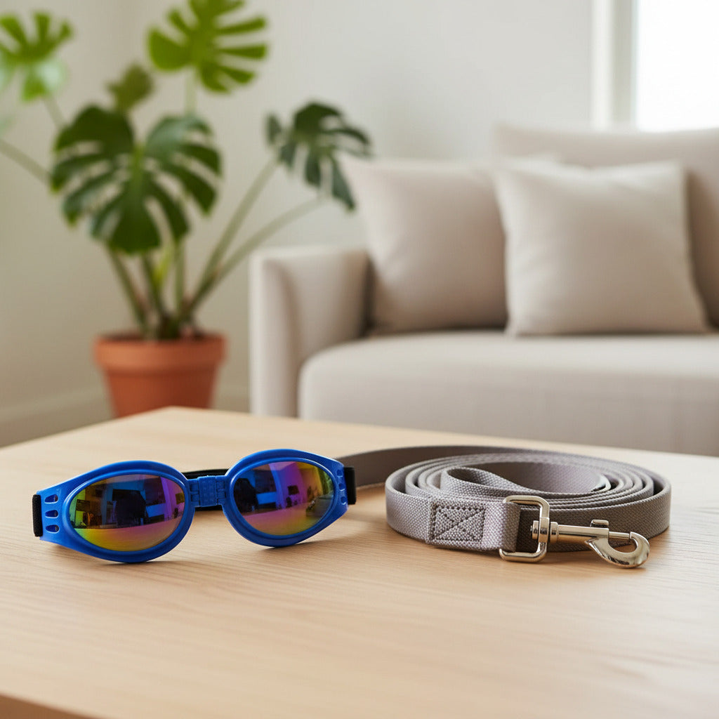 Lunette pour chien protection UV foncé bleu salon