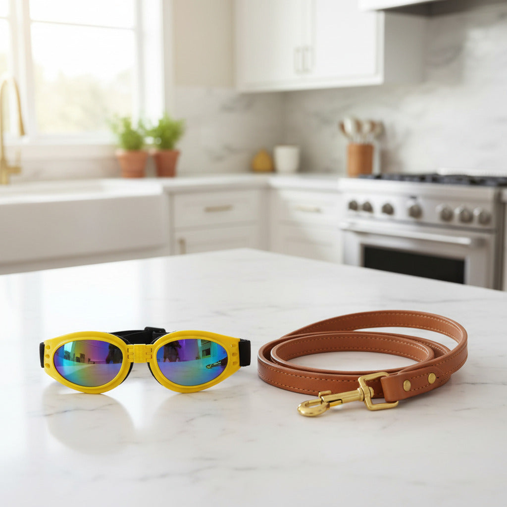 Lunette pour chien protection UV pâle jaune cuisine