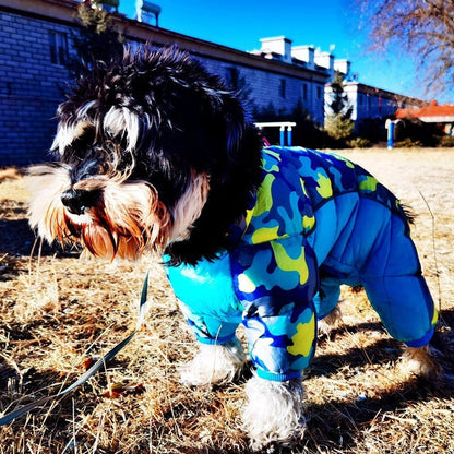 Manteau chien camouflage bleu foncé2