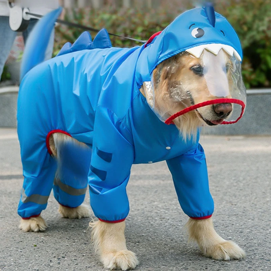Imperméable chien amusant Golden bleu rue