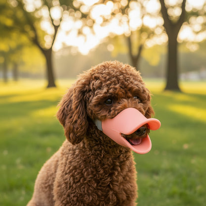 Muselière bec canard caniche rose démo