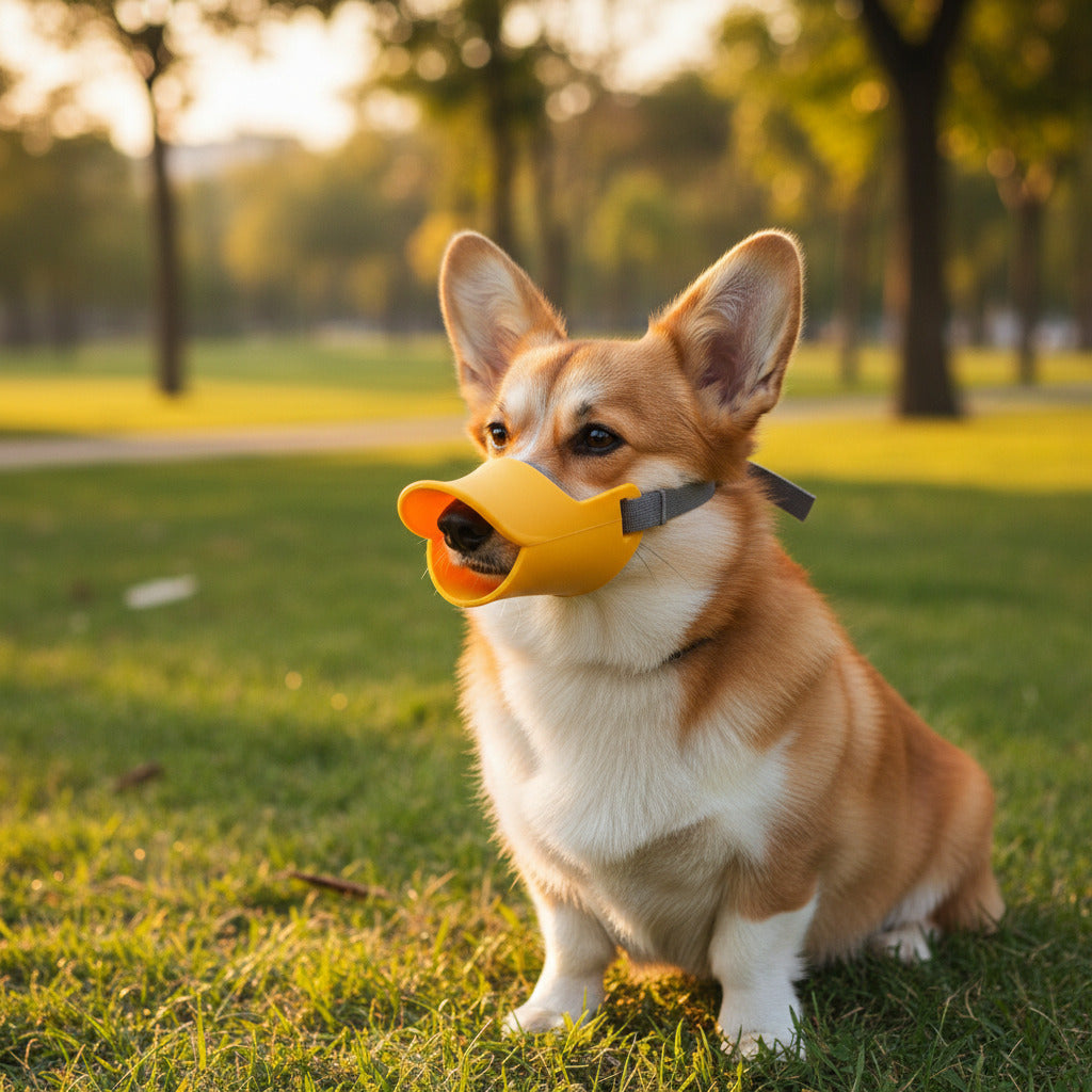 Muselière bec canard corgi orange démo