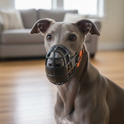 Muselière chien masque pastique lévrier noir
