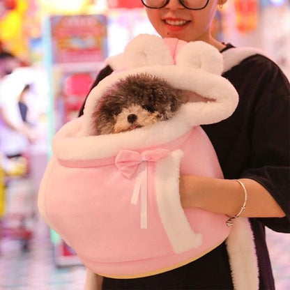 Sac ventral pour chien poche douillette modèle rose chien
