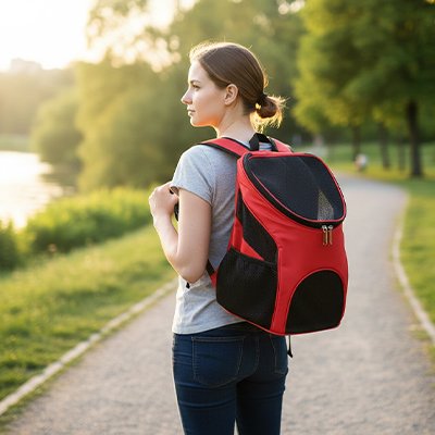 Sac a dos chien léger pliable rouge