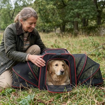 Sac transport chien extension pliable rouge
