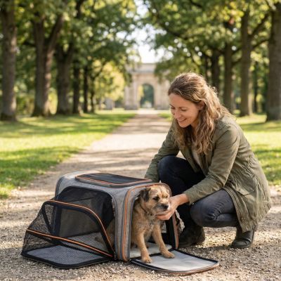Sac transport chien extension pliable orange