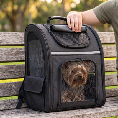 Sac transport chien ouverture frontale banc parc noir
