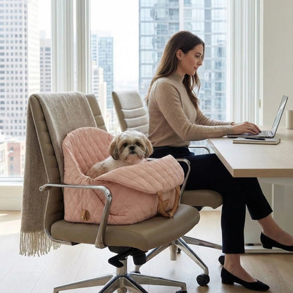 Sac transport luxe confort rose Shih tzu au travail