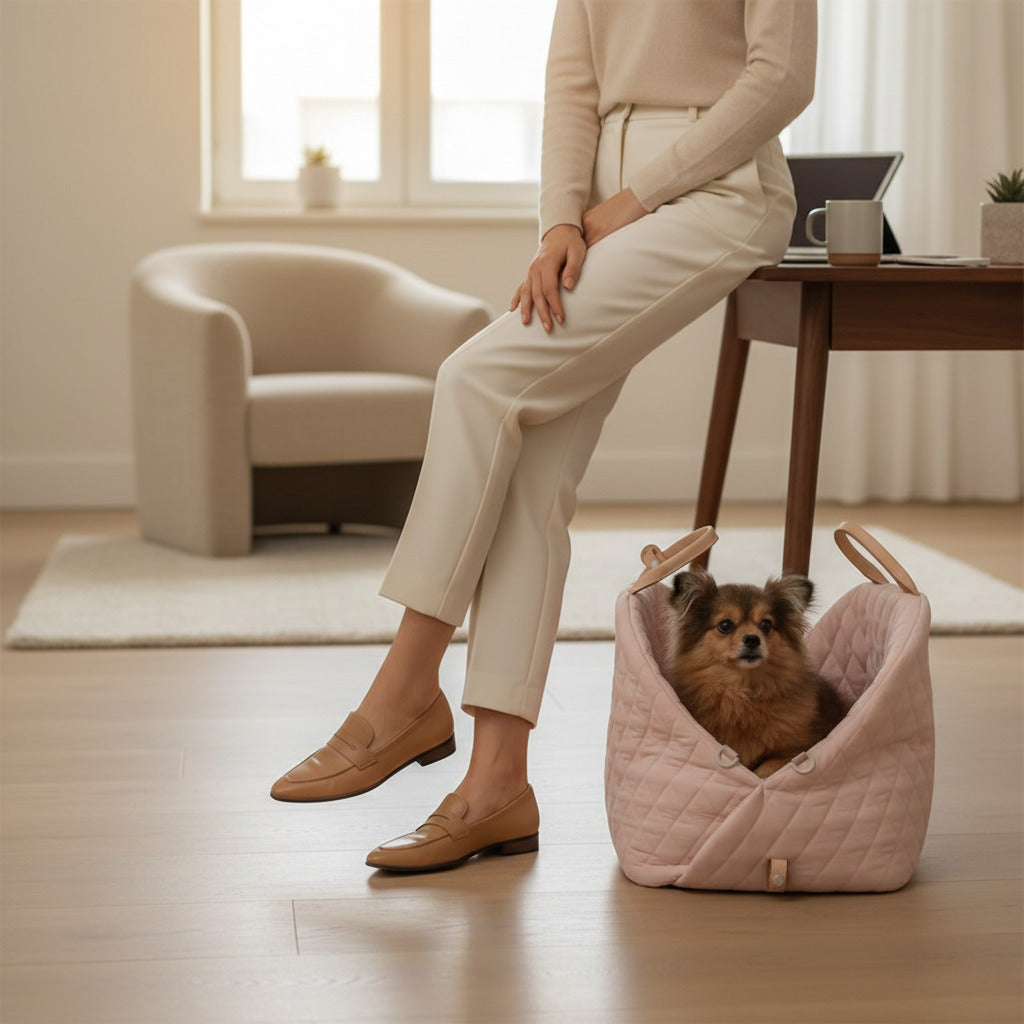 Sac transport luxe confort  rose télétravail 