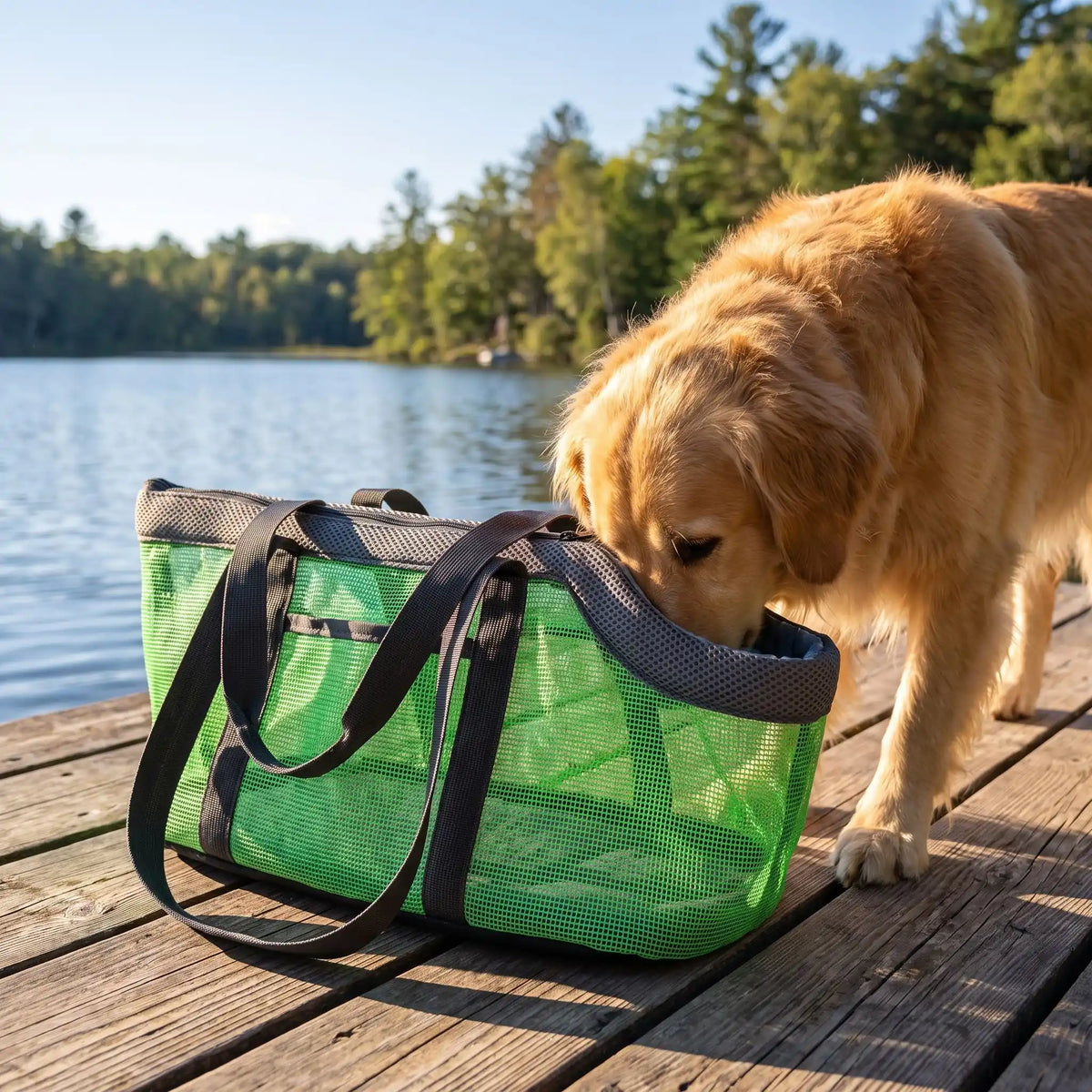 Sac transport pliable maille modèle vert quai