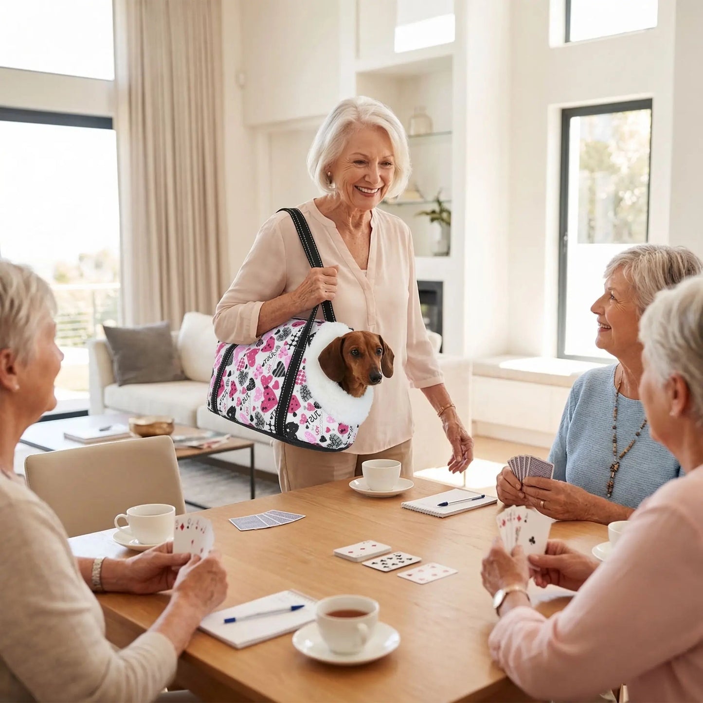 Sac transport chien souple colore coeur tickel jeux cartes