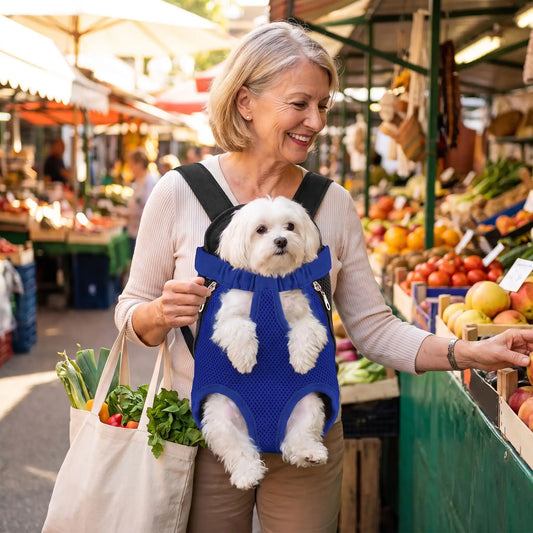 Sac ventral pour chien | petites tailles bleu et rose
