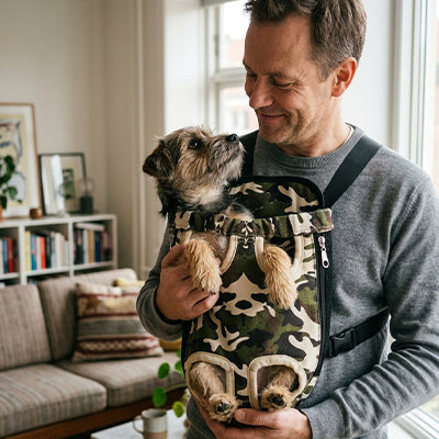 Sac ventral pour chien | Design ligné