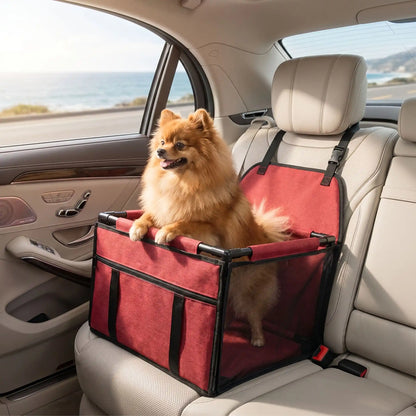 SIEGE AUTO POUR CHIEN | Panier rouge et ligné