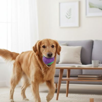 balle pour chien résistance morsures golden salon violet et vert