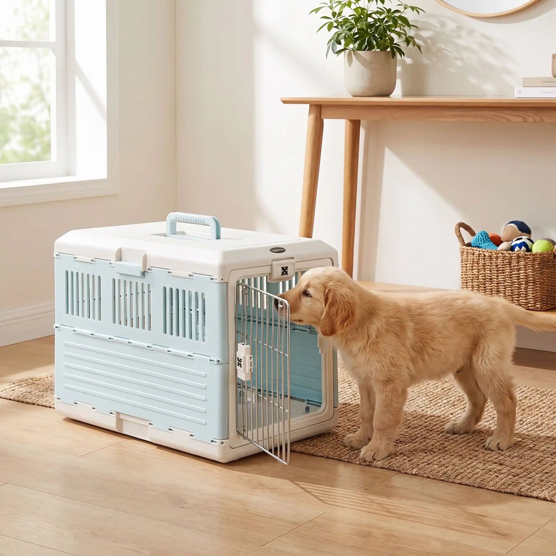 cage transport pour chien robuste bleu modèle golden