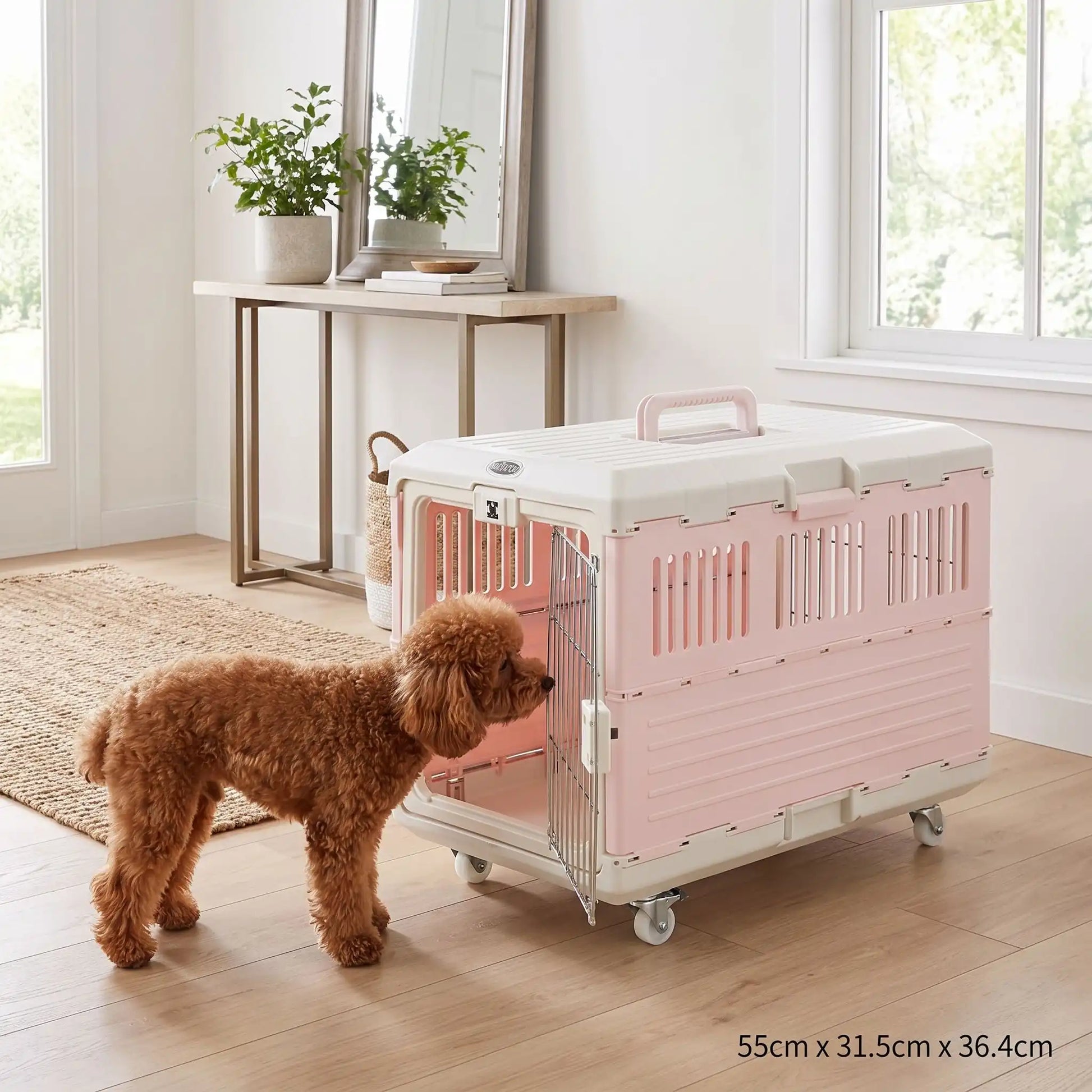 cage transport pour chien robuste modèle rose