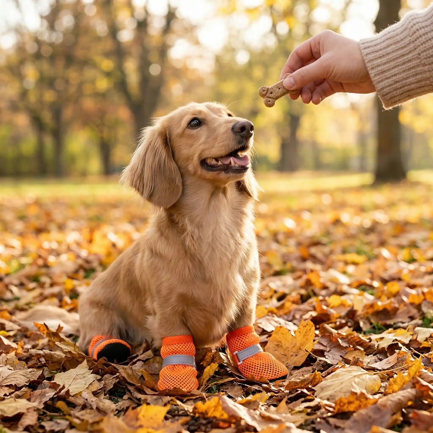 Chaussures pour chien confortable petites tailles bébé golden orange