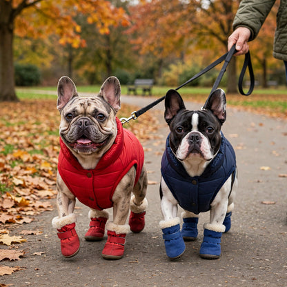 Chaussures chien | chaude et antidérapante - bleu et rouge