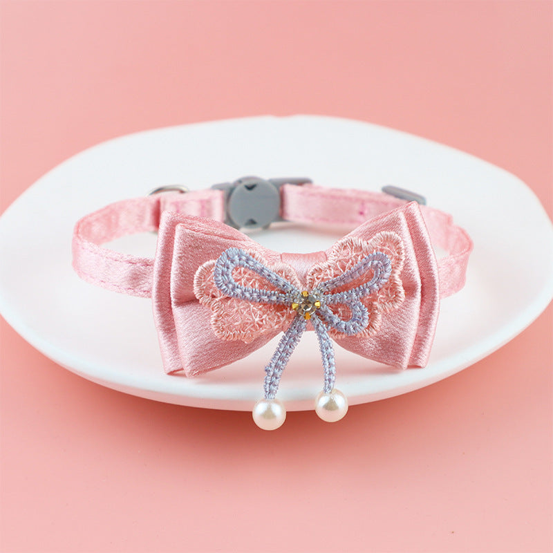 collier chien boucle dentelle noeud papillon